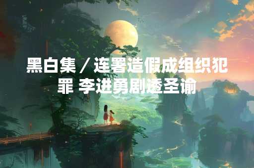 黑白集／连署造假成组织犯罪 李进勇剧透圣谕